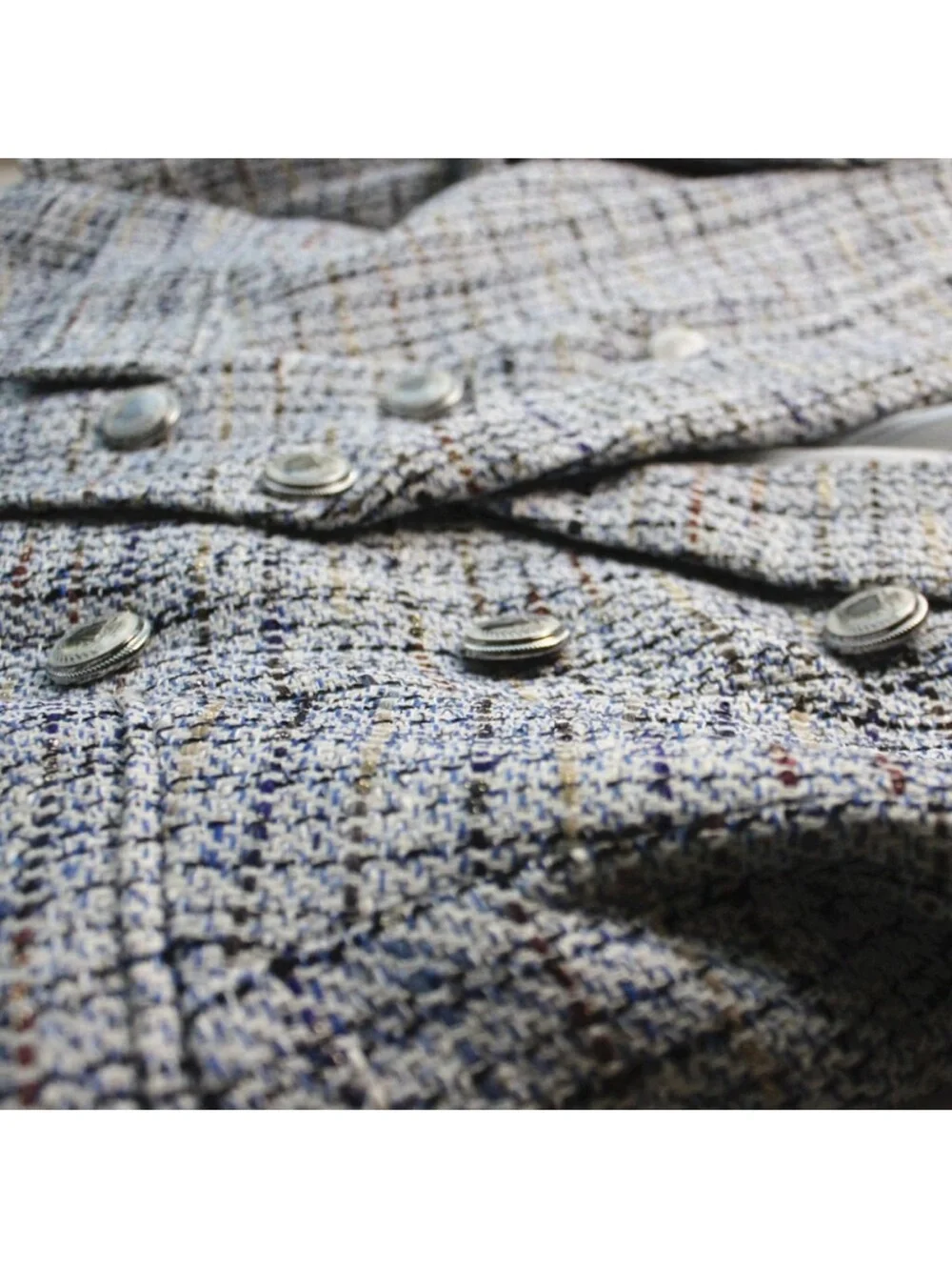 $748 Veronica Beard Ryland tweed Dickey Jacket light blue multi Sz 4_13